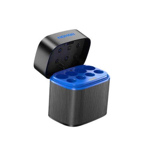 Nabíjecí pouzdro NOHON na AA a AAA Li-ion baterie výstup 1,5 V pro 8 baterií USB-C nabíjení Černo-modrá Pro ovladače a hračky i myši