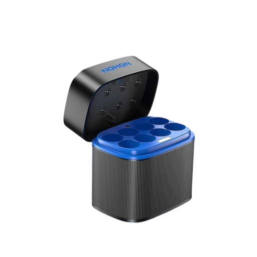 Nabíjecí pouzdro NOHON na AA Li-ion baterie výstup 1,5 V pro 8 článků USB-C nabíjení Černo-modrá Pro ovladače a hračky i myši