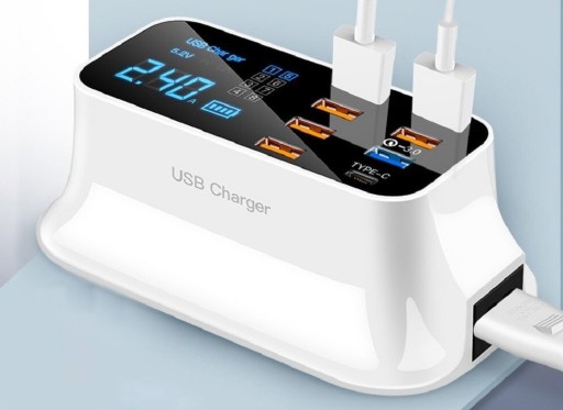Nabíjecí stanice 7 USB portů / USB-C Quick Charge