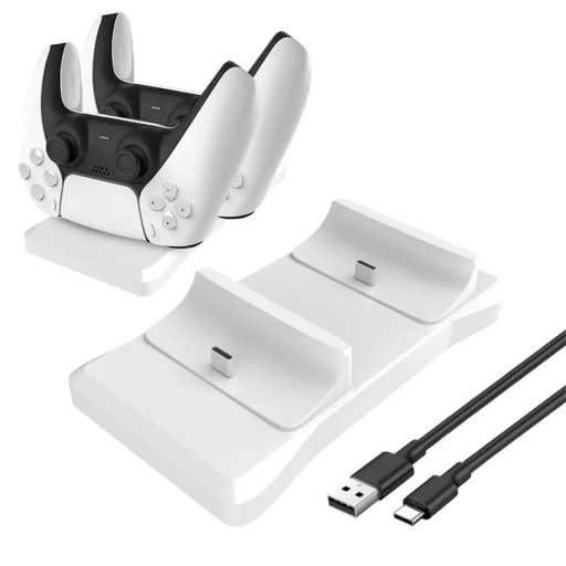 Nabíjecsi állomás Playstation 5 PS5 vezérlők számára, duális dokkoló 5V 1,2A, vezeték nélküli töltés, USB kábel, ABS játékvezérlőkhez