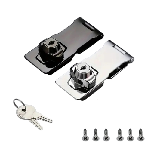 Nábytkový bezpečnostní zámek s přezkou 6,7 cm zinková slitina stříbrný univerzální uzamykání skříněk zásuvek a dvířek