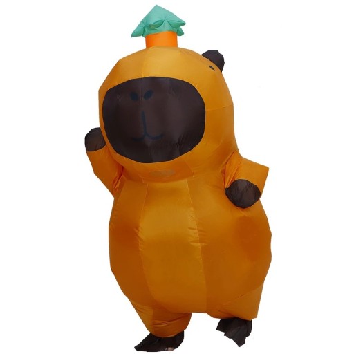 Nafukovací kostým Capybara pro dospělé 160-185 cm polyester halloweenský cosplay párty oblek s USB ventilátorem a boxem na baterie