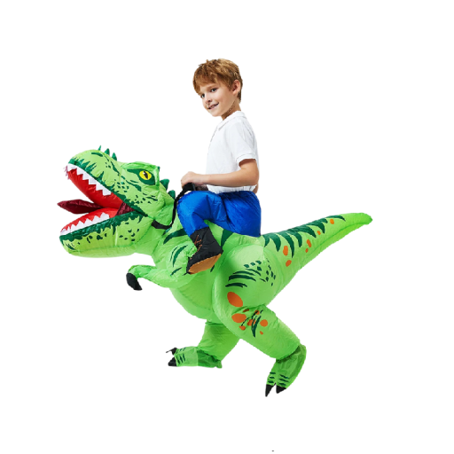 Nafukovací kostým dinosaurus dětský Pro výšku 120–145 cm Polyester s ventilátorem na 4 AA baterie Balení 25 x 15 x 5 cm Na párty i oslavy
