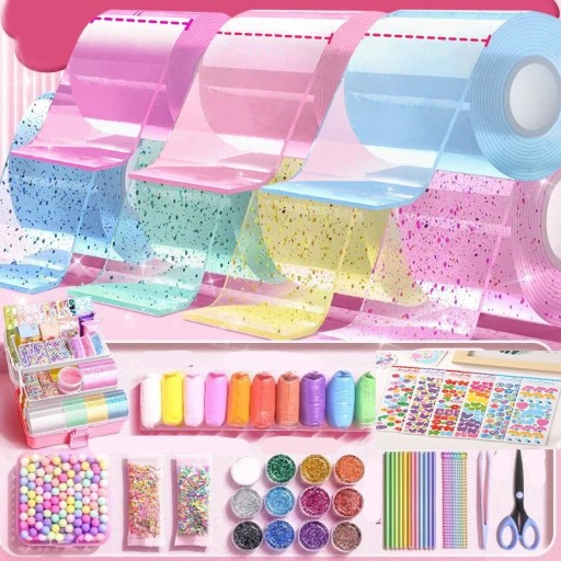 Nafukovací nano-gelová DIY oboustranná lepenka 1 m x 5 cm Natahovací vodotěsná barevná páska pro kreativní použití