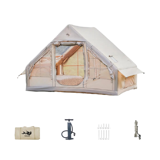 Nafukovací stan pro 4-6 osob s pumpičkou kolíky a lany 300 x 210 x 200 cm z 420D oxfordské tkaniny khaki kempingový stan na camping