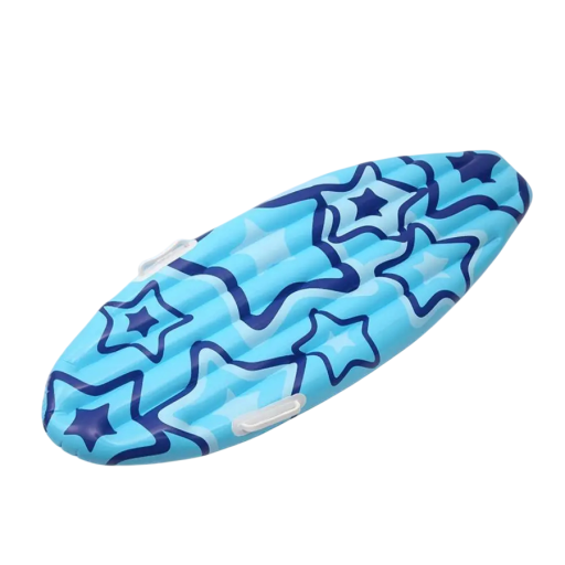 Nafukovací surfovací prkno plovák s madly pro úchyt s motivem hvězdiček 110 x 40 cm modré na vodní sporty do bazénu i na pláž