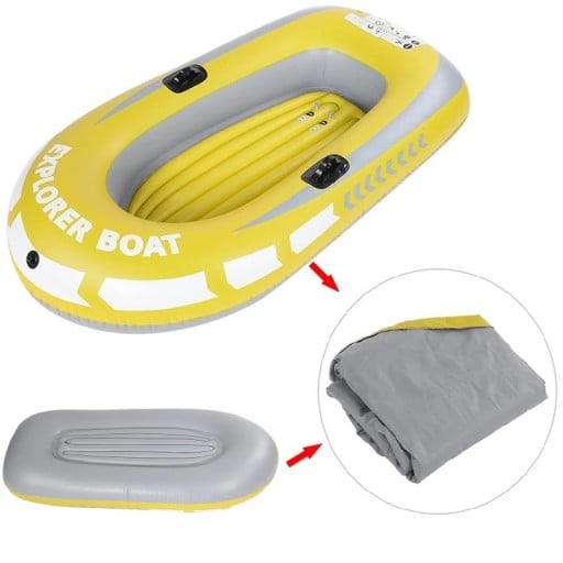 Nafukująca łódź dla 2 osób Explorer Boat Dwa uchwyty na wiosła i podwójny zawór 188 x 114 cm PVC 0,3 mm Nośność 90 kg Żółta Na jezioro i rzekę