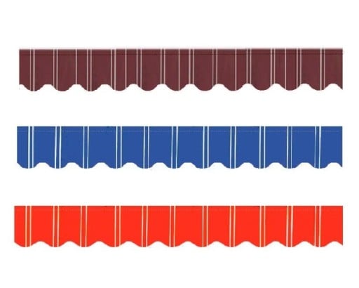 Náhradní Banner Pro Obchod Pruhovaný Design Vlnité Zakončení 250 x 20 cm Dekorativní Lemování Venkovní Markýza a Výloha Reklama