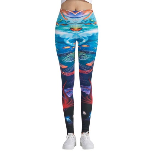 Naisten 3D-leggingsit merikuviolla