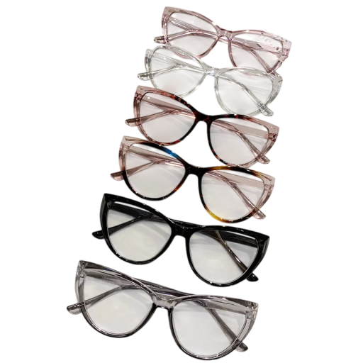 Naisten kissasilmäetäisyyslasit, dioptria -4,00, muovikehyksinen, sinisen valon suodatin, elegantti muotoilu jokapäiväiseen käyttöön