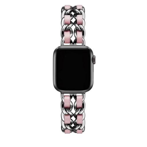Naisten metallinen vaaleanpunainen ranneke Apple Watchille 42 44 45 46 49 mm yhteensopiva Series 1–9 SE Ultra Tyylikäs metallinen