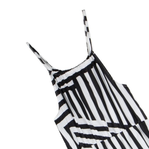 Naisten mustavalkoinen pitkä mekko, jossa on printtikuvio