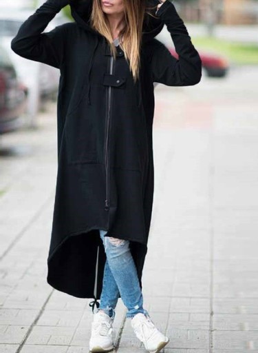 Naisten pitkä takki vetoketjulla J1205