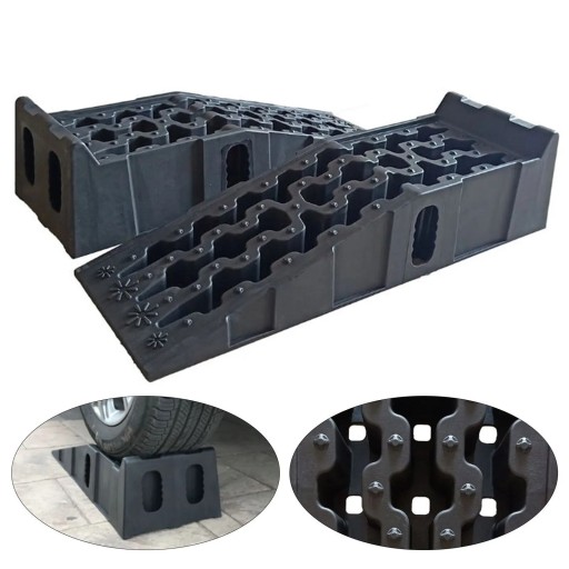 Nájezdové servisní rampy pod auto pár na zvednutí vozu při údržbě zdvih 17,5 cm plast PP protiskluzové 90 x 28 x 22 cm černé