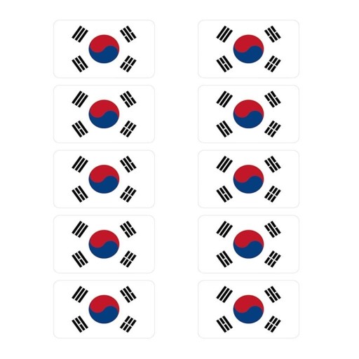 Naklejka samochodowa z flagą Korei 10 sztuk