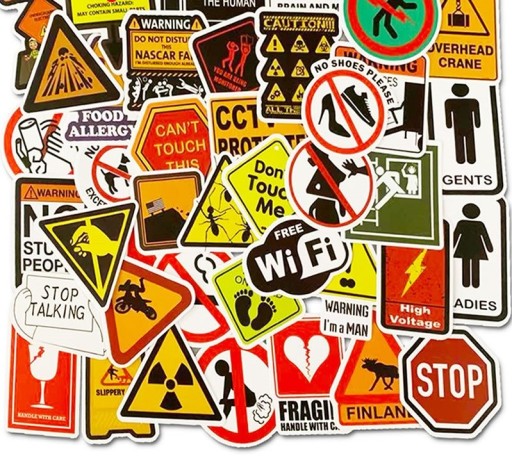 Naklejki ostrzegawcze 10/30/50 szt