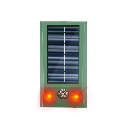 Napelemes ultrahangos galambriasztó LED lámpával, IP58 vízálló, villogó elektronikus madárriasztó, kerti kártevőirtás