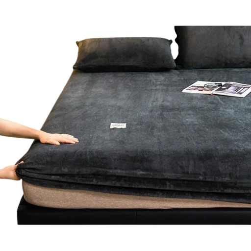 Napínací plyšové prostěradlo 200 × 220 × 25 cm Teplé zimní prostěradlo na matraci Měkký korálový fleece Elastické s gumou po obvodu
