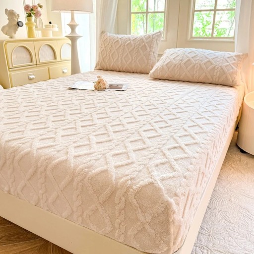 Napinające elastyczne flanelowe prześcieradło 150 × 220 cm, Gładkie miękkie ciepłe prześcieradło, trzyma się na miejscu, wzór