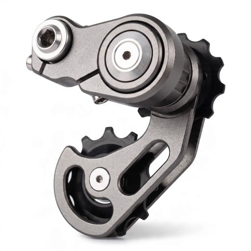Napinator de lanț MTB pentru 1 viteză UDH Interval 13T până la 17T Cadru din oțel Role din aluminiu Gri și negru Pentru bicicletă de munte single