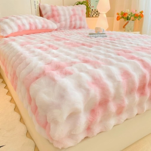 Napínó elasztikus lepedő 180 × 220 cm hosszú szőrrel, Simma puha meleg lepedő, helyén marad