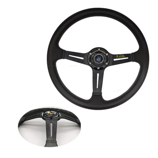 Nardi rat 35 cm PU læder med sort syning sportsrat ND til bil Auto racing Tuning Rat interiør tilbehør