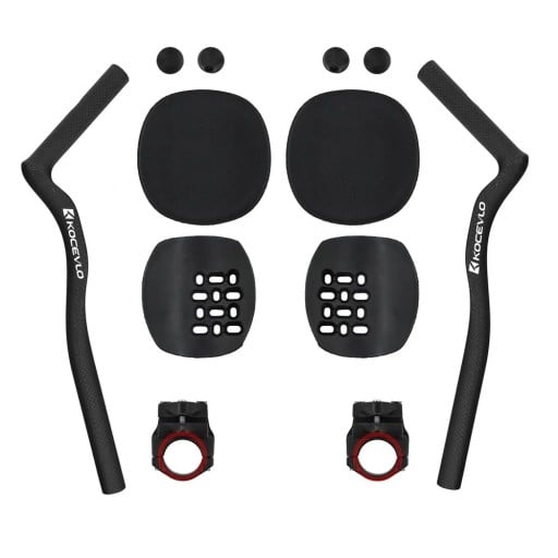 Nastawki na kierownicę 45° zestaw do okrągłych kierownic czarne z podłokietnikami i uchwytami akcesoriów do rowerów stacjonarnych