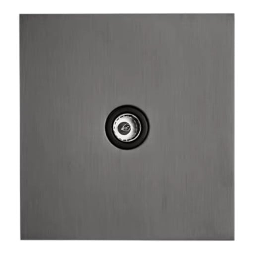 Nástěnná televizní zásuvka kovová, EU standard, panel 86 × 90 mm z nerezové oceli, šedá, pro připojení TV v domácnosti i kanceláři