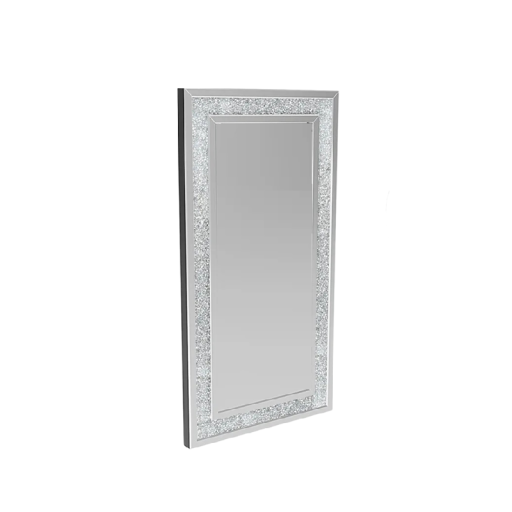 Nástěnné zrcadlo bezrámové s třpytivými křišťálovými kamínky 120 x 60 cm MDF deska a sklo Stříbrné Do ložnice i k toaletnímu stolku