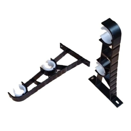 Nástěnný držák na záclonové tyče s dvojitým uchycením 18,5x9 cm hliníková slitina černý pro montáž garnýží a tyčí