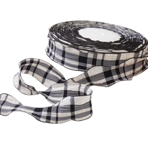 Nastro decorativo a quadretti 2,5 cm lunghezza 91 cm Nastro in tessuto di cotone e poliestere con bordo ondulato Bordo decorativo per cucire
