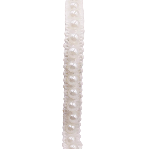 Nastro perlaceo in pizzo bianco larghezza 1,5 cm lunghezza 91 cm Nastro decorativo in poliestere con imitazione di perle per decorare abbigliamento