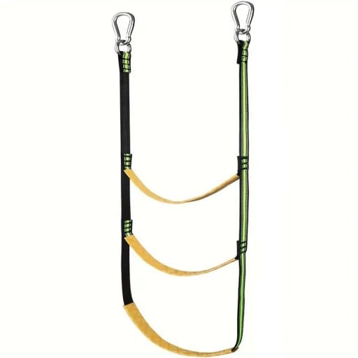 Nástupní provazový žebřík k lodím 3 příčky nosnost 200 kg délka 98 cm nylon s nerezovými karabinami Černo-žlutý pro jachty čluny a kajaky