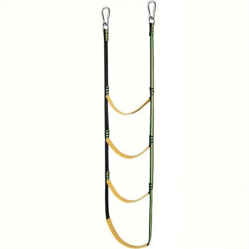 Nástupní provazový žebřík k lodím 4 příčky nosnost 200 kg délka 128 cm nylon s nerezovými karabinami Černo-žlutý pro jachty čluny a kajaky