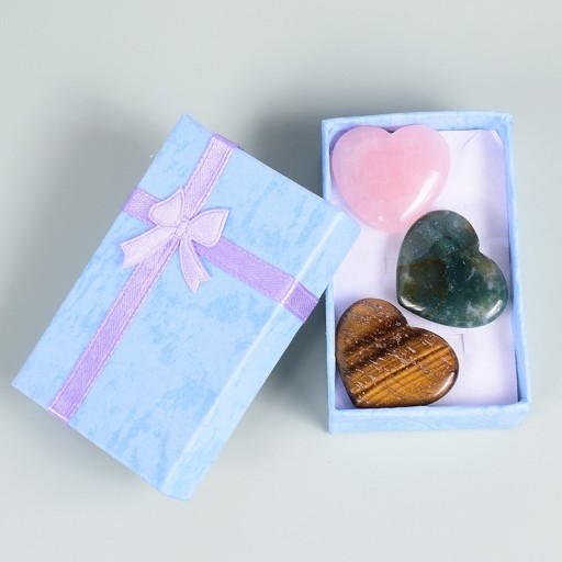 Natural Heart-Shaped Stones 3 pcs