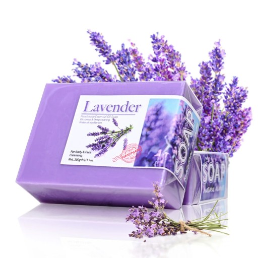 Natürliche Lavendelseife mit ätherischem Öl. Handgemachte Bio-Seife zur Hautreinigung. Erfrischende Badeseife für fettige Haut.