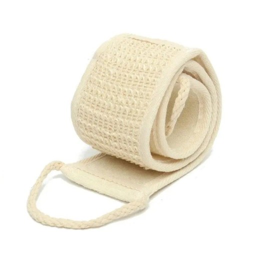 Naturlig eksfolierende luffa 70 x 30 x 8 cm Massagebælte i bomuld og hør Blid eksfolierende børste til brusebad og bad Fjernelse af døde hudceller