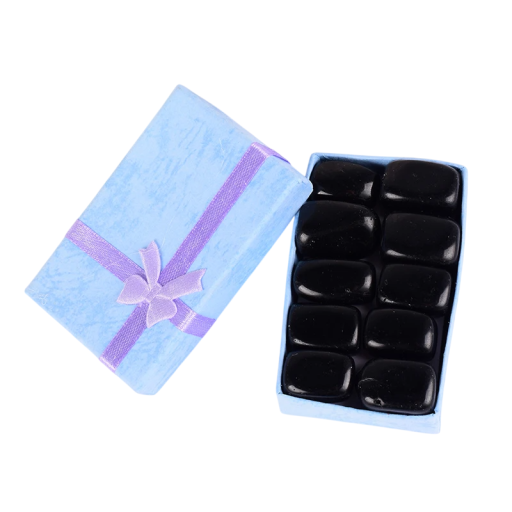 Natuurlijke getrommelde obsidiaan 10 stuks in een geschenkdoos Decoratieve stenen 8–13 g Mineralen voor verzamelaars Reinigende steen Energie