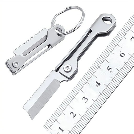 Navaja de bolsillo plegable pequeña de acero inoxidable de 7 cm con llavero. Mini navaja EDC, llavero, herramientas de supervivencia, viajes, camping