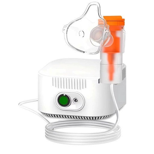 Nebulizator kompresorowy inhalator przenośny 5,5 × 13,5 × 9,5 cm plastikowy biało-pomarańczowy dla dzieci i dorosłych do dróg oddechowych do użytku domowego