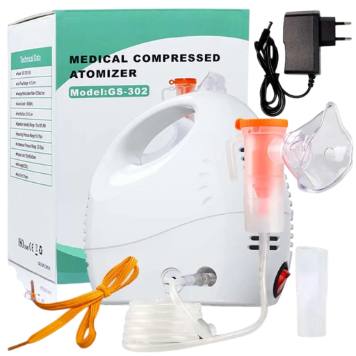 Nebulizator medical inhalator compresor umidificator de aer 10 x 10 x 5 cm electric alb pentru inhalarea căilor respiratorii copii adulți