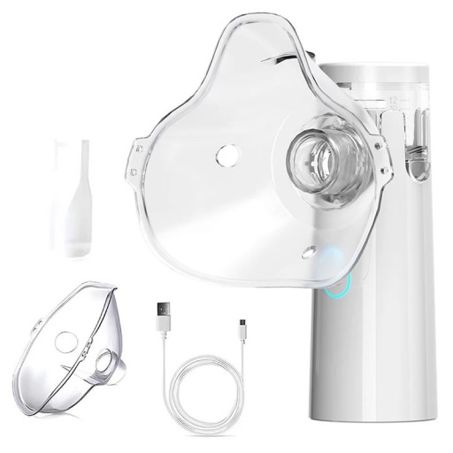Nebulizator ultrasonor portabil inhalator manual alb cu încărcare USB pentru copii și adulți pentru inhalare acasă