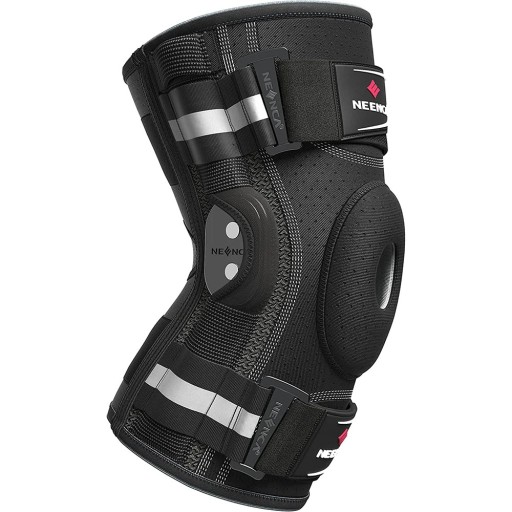 NEENCA térdortéz boční ízületekkel és gélbetéttel, nyitott patellával, S-től XXXL-ig, combkerület 42-62 cm, fekete, térdtámasz