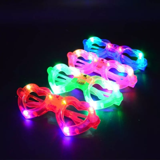 Neon LED-briller hjerte 12 stk.