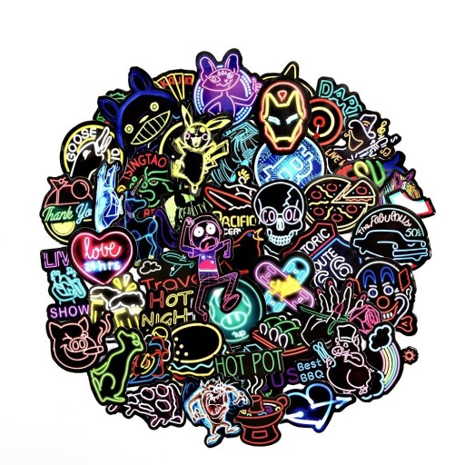 Neon Stickers 50 pcs