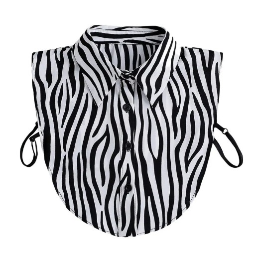 Nepkraag voor dames katoen met zebrastrepen Zwart-witte afneembare kraag Decoratieve kraag voor trui, blouse, jurk Mode