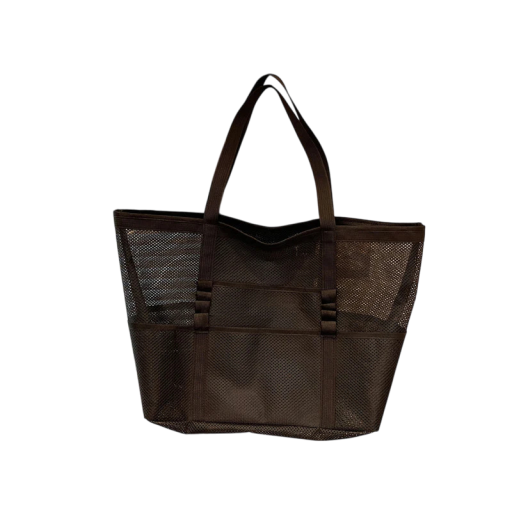 Netz-Umhängetasche 55 x 35 x 19 cm Große Tasche mit Taschen für Strand, Einkaufen und Schwimmen Sommerliche tragbare Tasche mit Griffen