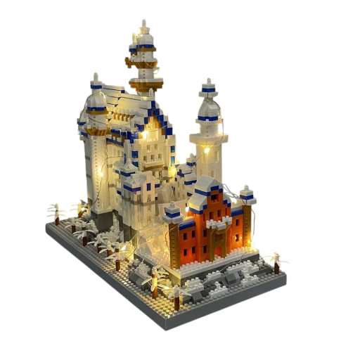 Neuschwanstein Castle Building Kit 24x22x12 cm Vikbar modell med LED-ljus Dekorativt byggsats med bakgrundsbelysning Kreativ leksak för barn och vuxna