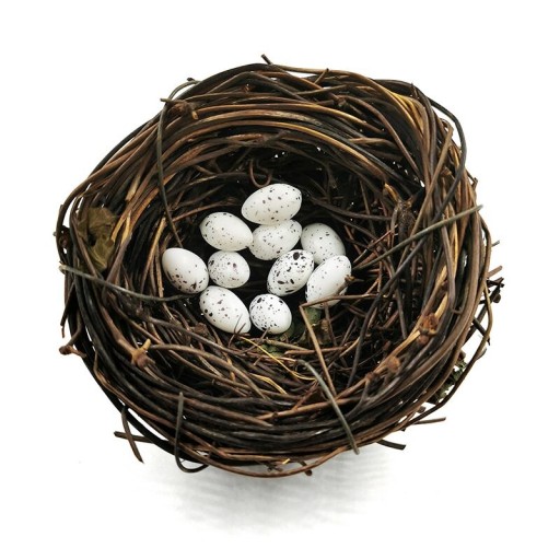 Nido decorativo con huevos.