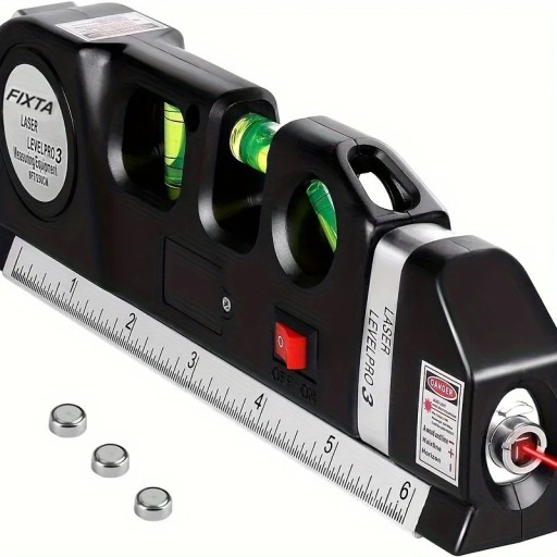 Nivelă laser multifuncțională cu laser cu linii în cruce, nivelator cu bandă de 8ft/2,5m, instrument de măsurare compact cu riglă metrică
